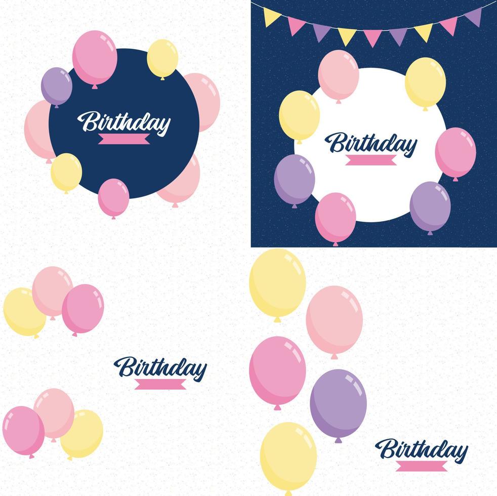 vettore illustrazione di un felice compleanno celebrazione sfondo con palloncini. striscione. e coriandoli per saluto carte