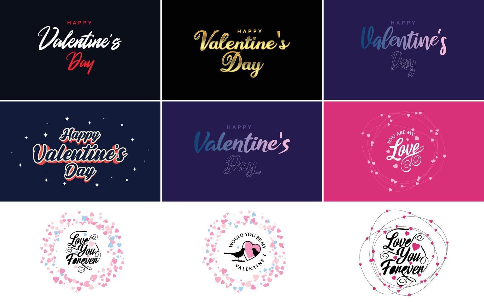 contento San Valentino giorno tipografia design con un' a forma di cuore ghirlanda e un' pendenza colore schema vettore