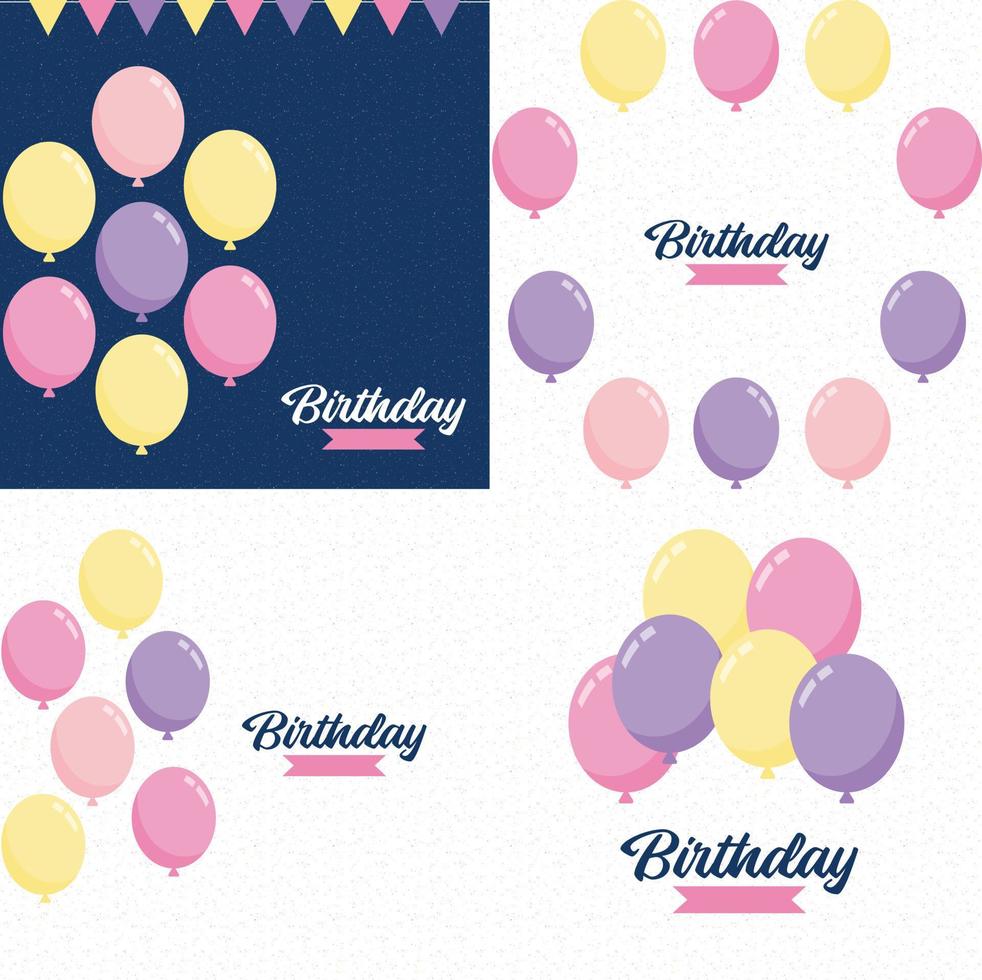 compleanno bandiera con telaio e disegnato a mano cartone animato acquerello palloncini simboleggiante un' compleanno festa design adatto per vacanza saluto carte e compleanno inviti vettore