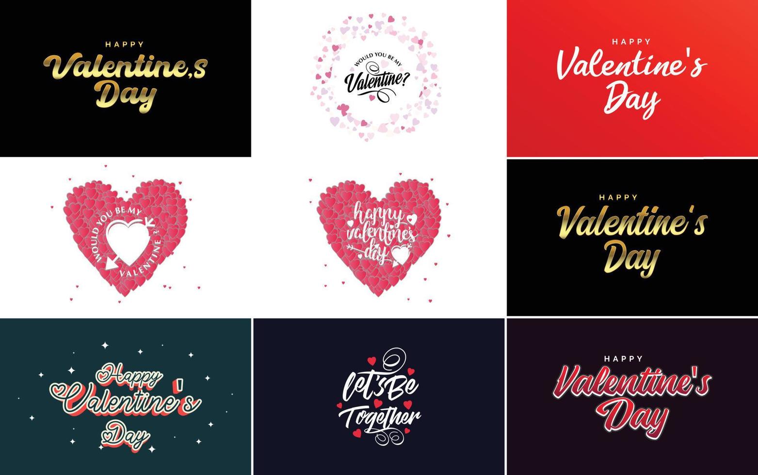 contento San Valentino giorno tipografia design con un' acquerello struttura e un' a forma di cuore ghirlanda vettore