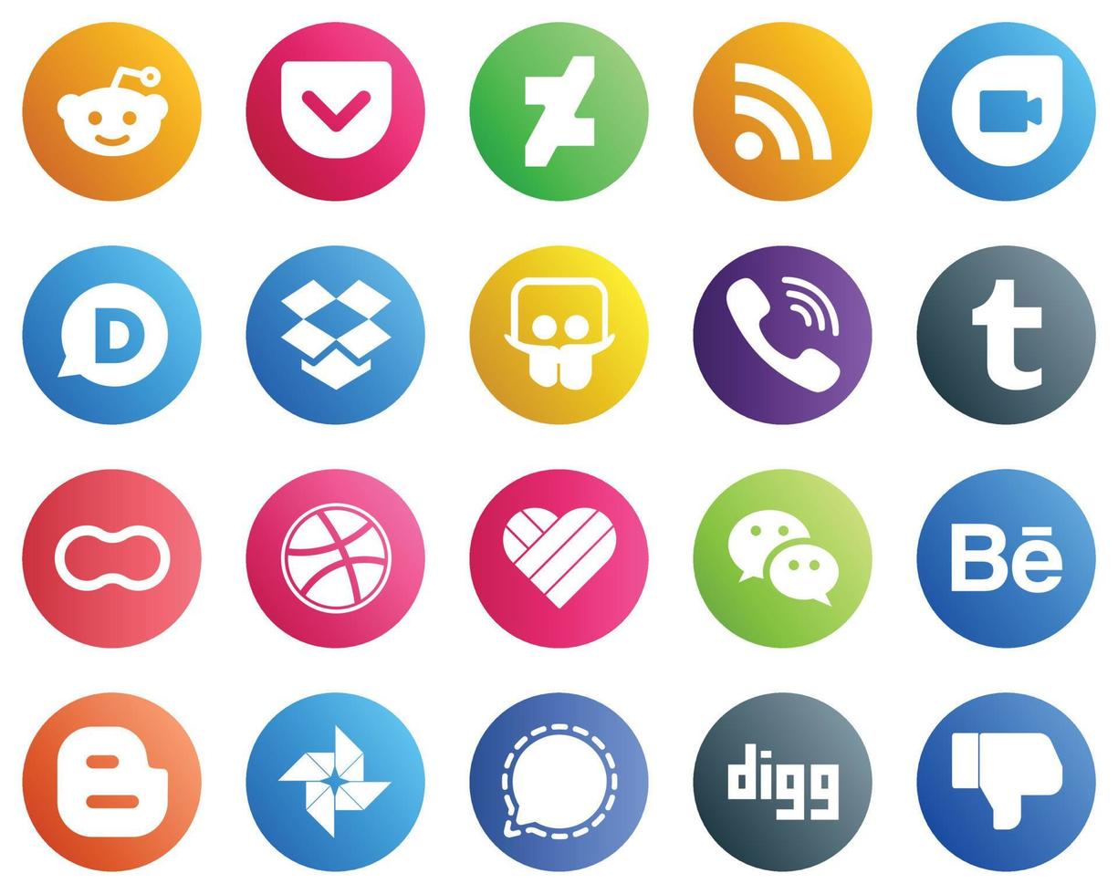 20 sociale media icone per il tuo disegni come come mi piace. donne. slideshare. madri e Tumblr icone. moderno e minimalista vettore