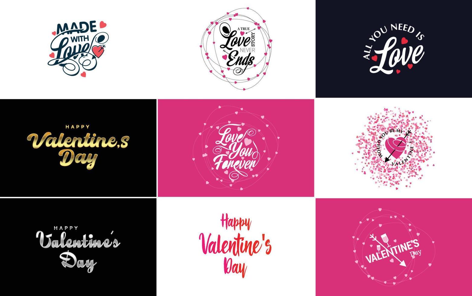 contento San Valentino giorno saluto carta modello con un' romantico tema e un' rosso e rosa colore schema vettore