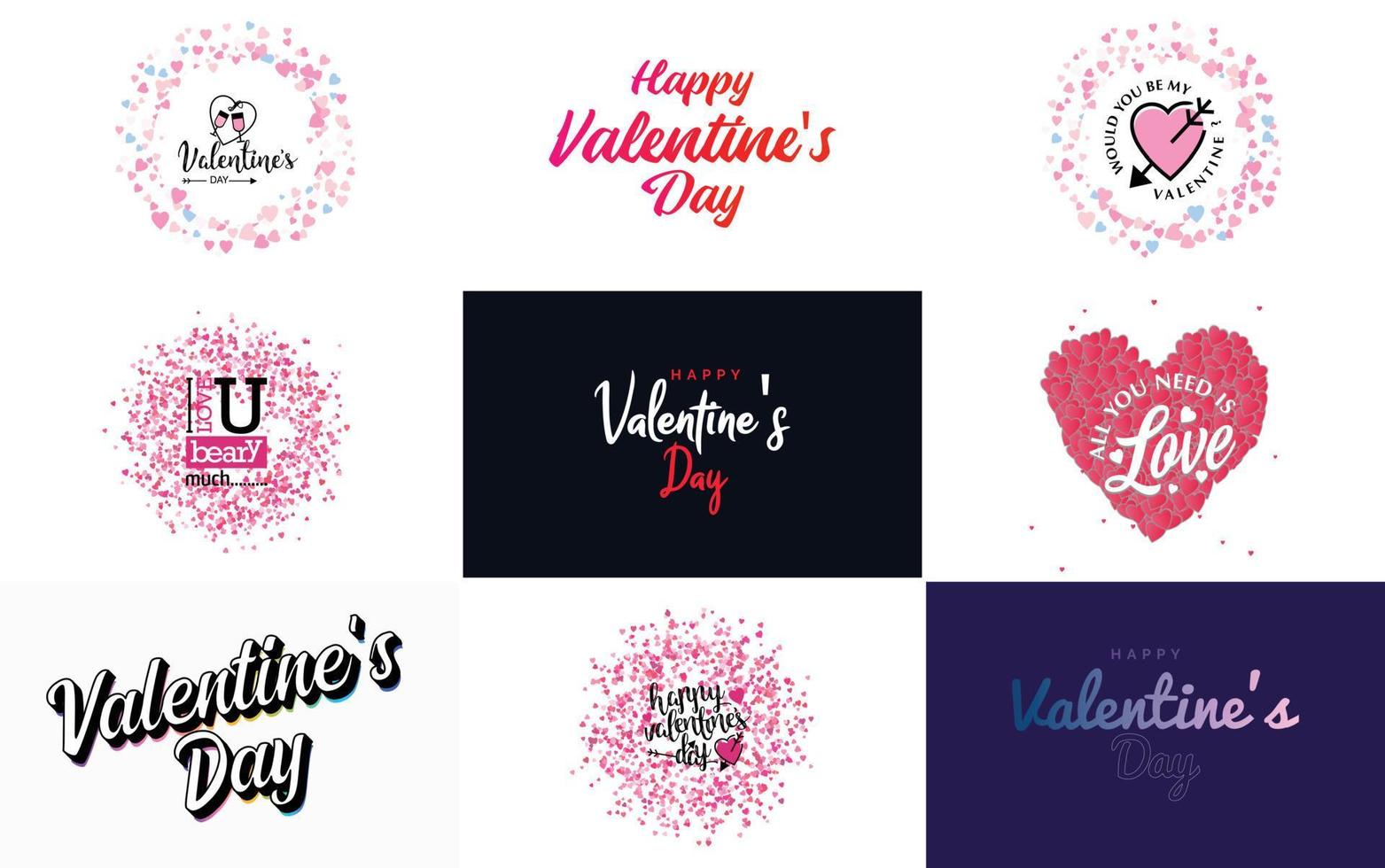 contento San Valentino giorno tipografia design con un' a forma di cuore Palloncino e un' pendenza colore schema vettore