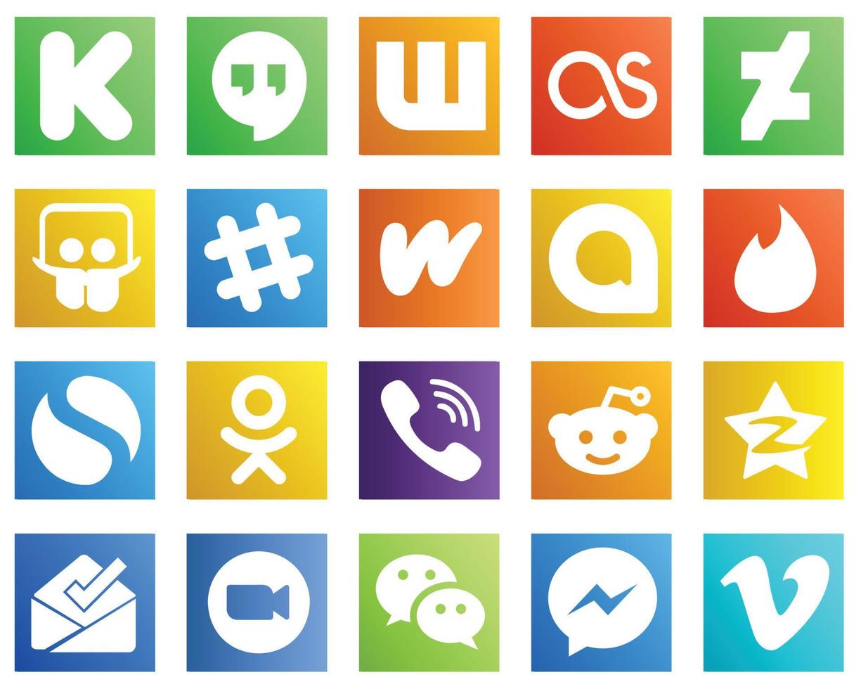 20 alto qualità sociale media icone come come reddit. rakuten. wattpad. viber e semplice icone. moderno e alto qualità vettore