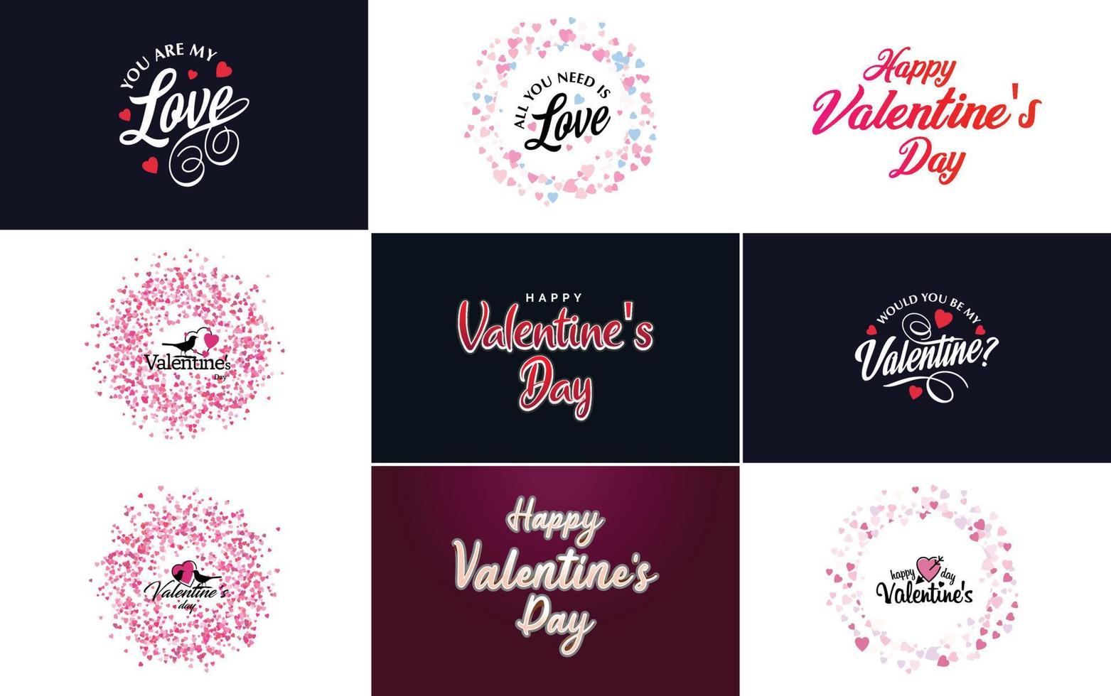 contento San Valentino giorno tipografia design con un' acquerello struttura e un' a forma di cuore ghirlanda vettore