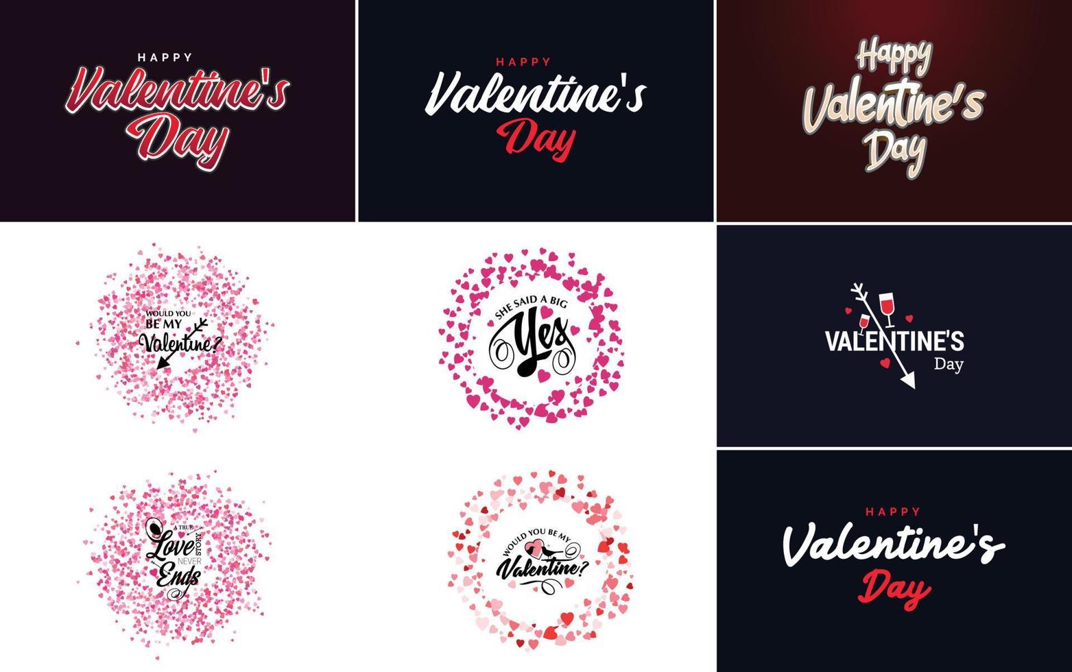 contento San Valentino giorno tipografia design con un' acquerello struttura e un' a forma di cuore ghirlanda vettore