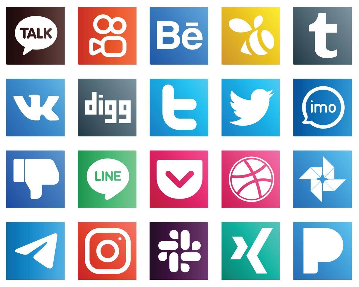 20 popolare sociale media icone come come dribbling. linea. Tweet e Facebook icone. elegante e alto risoluzione vettore