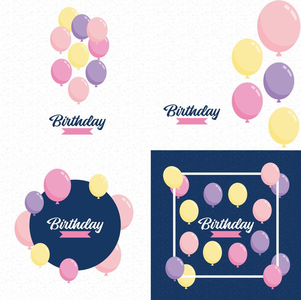 compleanno bandiera con telaio e disegnato a mano cartone animato acquerello palloncini simboleggiante un' compleanno festa design adatto per vacanza saluto carte e compleanno inviti vettore