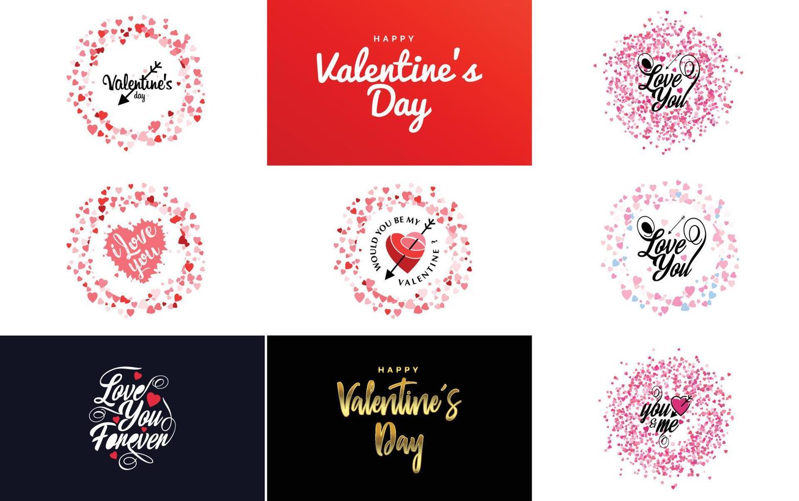 contento San Valentino giorno tipografia design con un' a forma di cuore ghirlanda e un' pendenza colore schema vettore