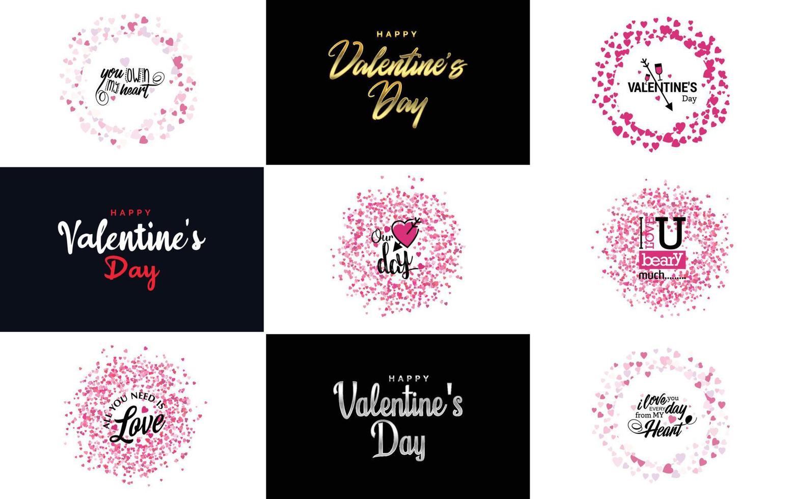 contento San Valentino giorno tipografia design con un' a forma di cuore ghirlanda e un' pendenza colore schema vettore