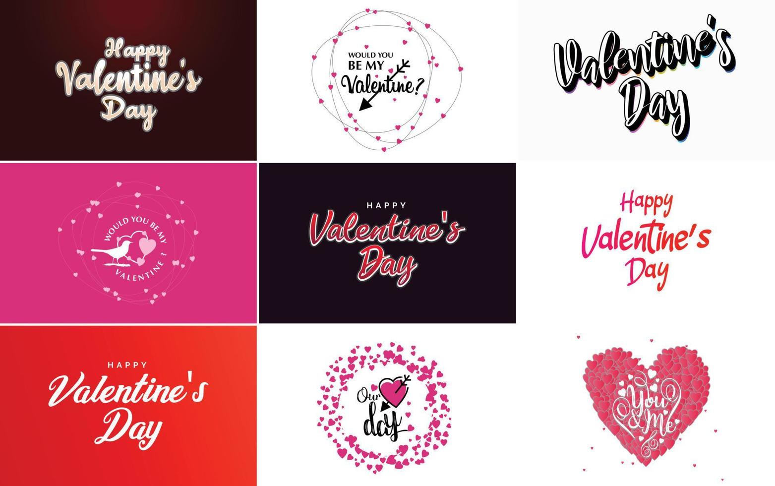 contento San Valentino giorno saluto carta modello con un' romantico tema e un' rosso e rosa colore schema vettore
