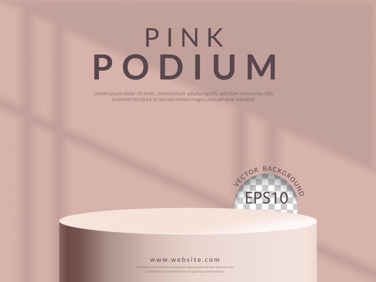 rosa pastello colore cilindro forma podio su rosa sfondo. vettore illustrazione