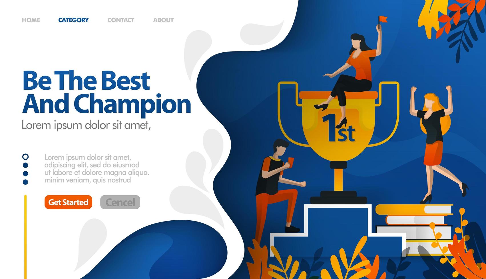 essere il migliore e campione, trofeo per il numero uno, premio per il concetto di illustrazione vettoriale vincitore può essere utilizzato per, pagina di destinazione, modello, ui ux, web, app mobile, poster, banner, sito web