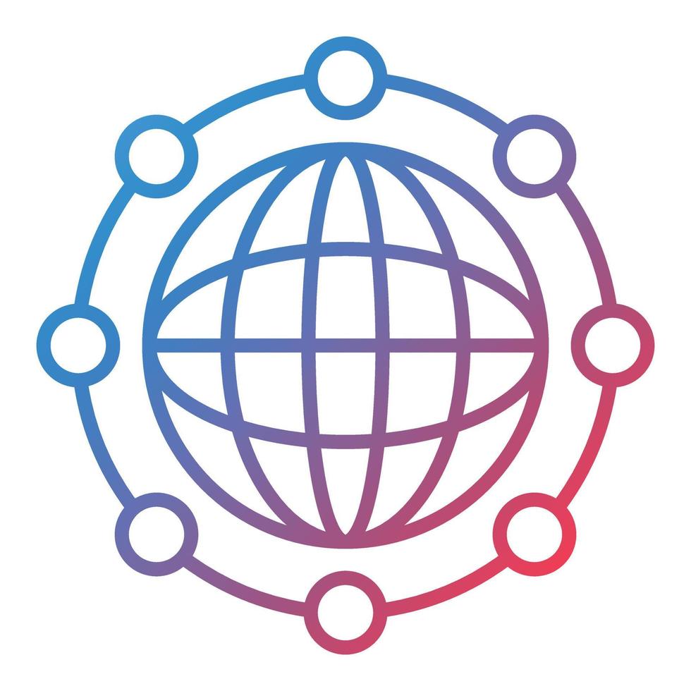 icona del gradiente della linea di rete globale vettore
