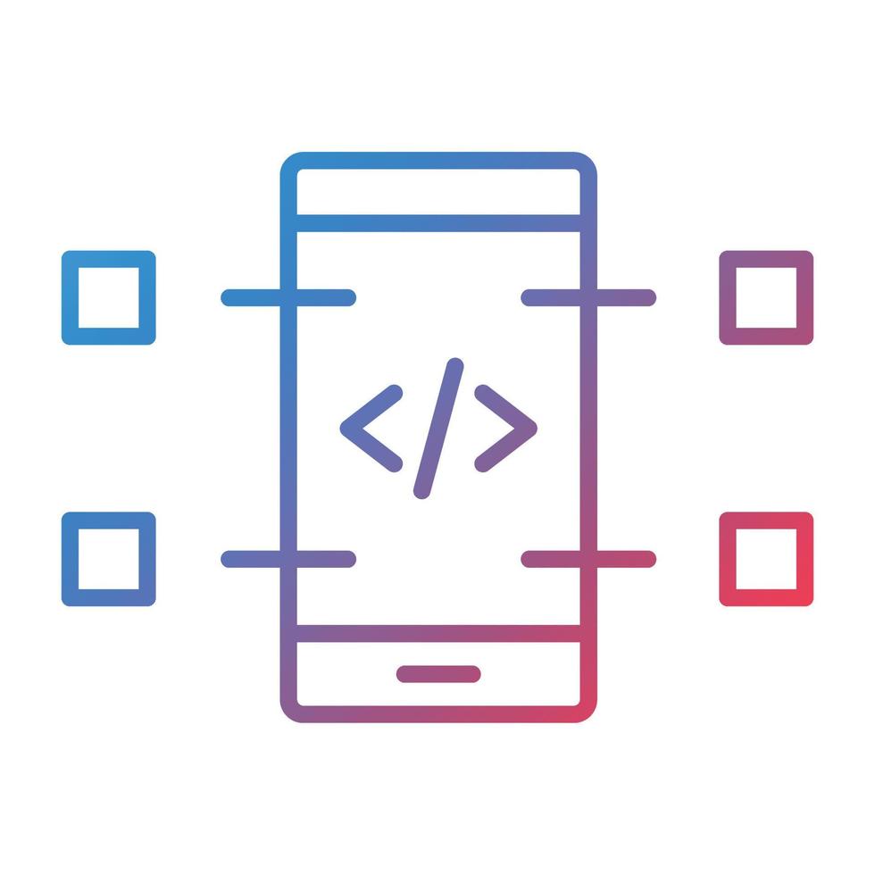mobile codifica linea pendenza icona vettore