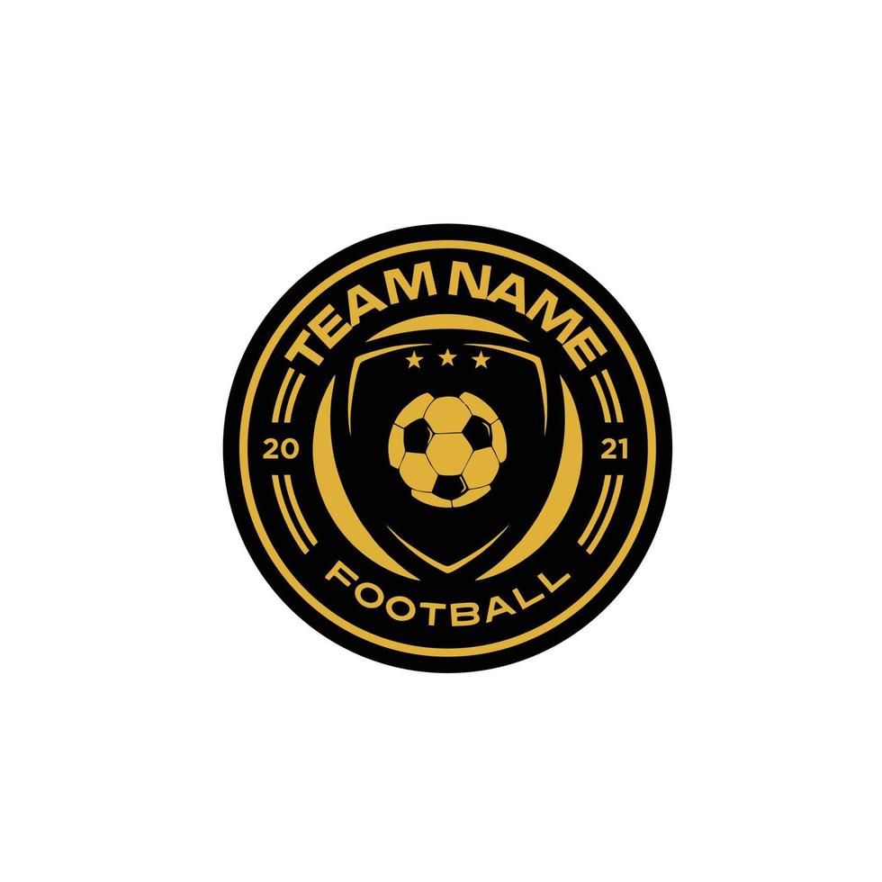 calcio logo o calcio club cartello distintivo calcio logo con scudo sfondo vettore design