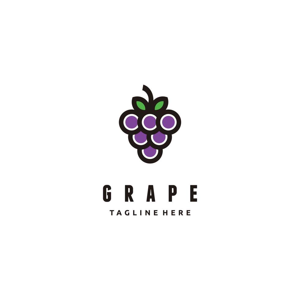 uva frutta minimalista logo design viola colore ispirazione vettore