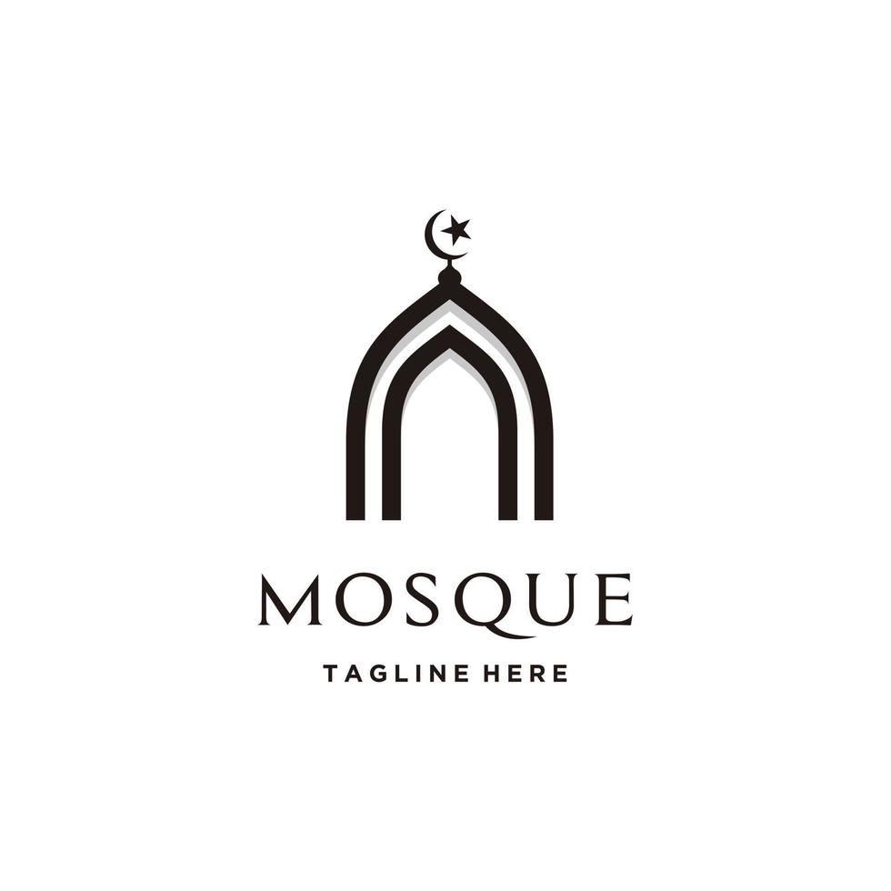 moschea linea arte minimalista logo design musulmano vettore