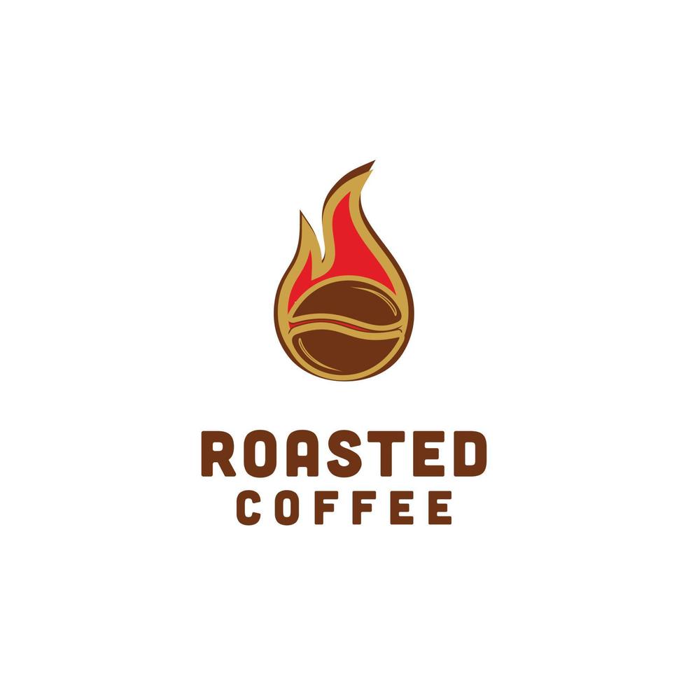 caldo caffè roaster Vintage ▾ icona logo design con caffè fagioli e fiamma vettore