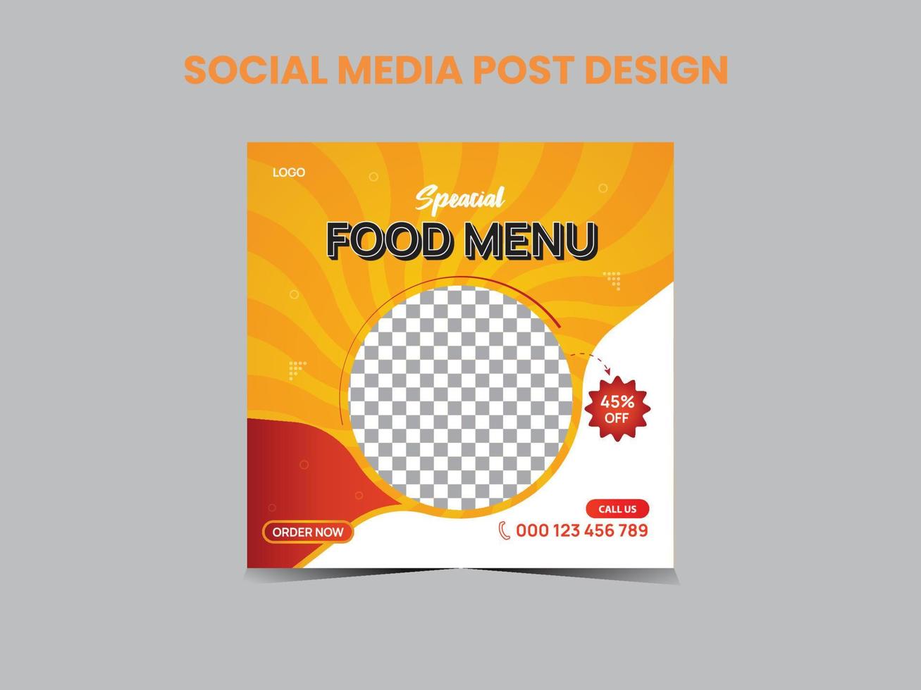 menu di cibo social media post design vettore