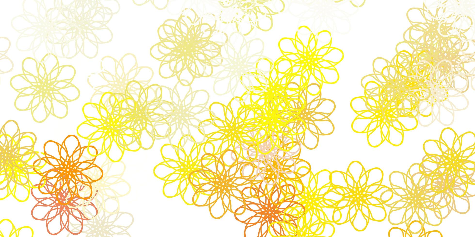 modello di doodle vettoriale arancione chiaro con fiori.