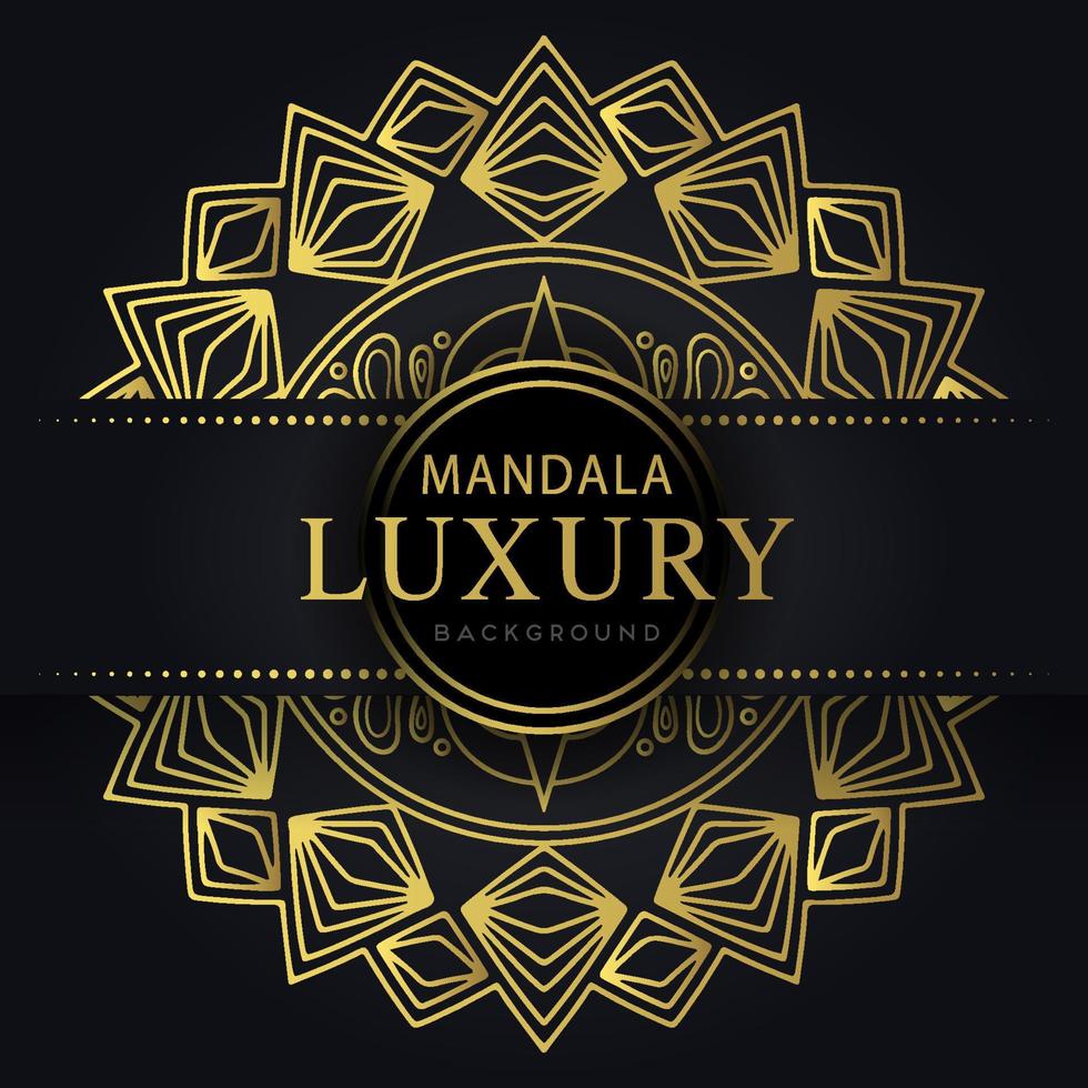 lusso mandala d'oro con un' nero sfondo elegante design per anniversario invito alcanna vettore