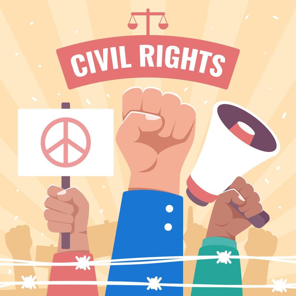 civile diritti attivismo crescente mani vettore