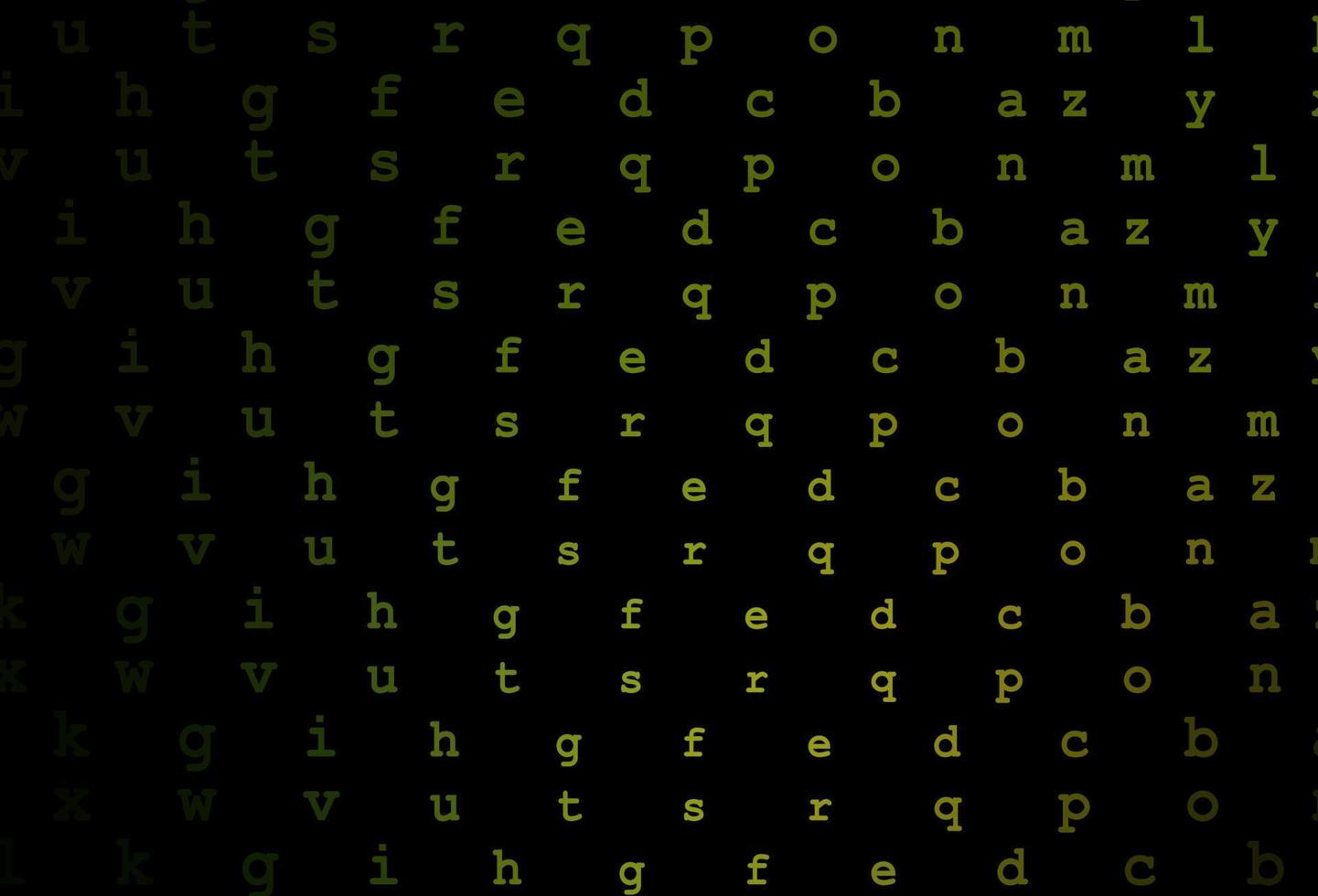 layout vettoriale verde scuro, giallo con alfabeto latino.