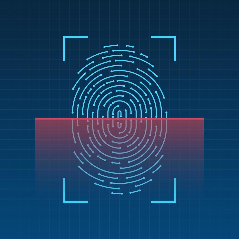 scansione dell'impronta digitale sullo schermo illustrazione vettoriale