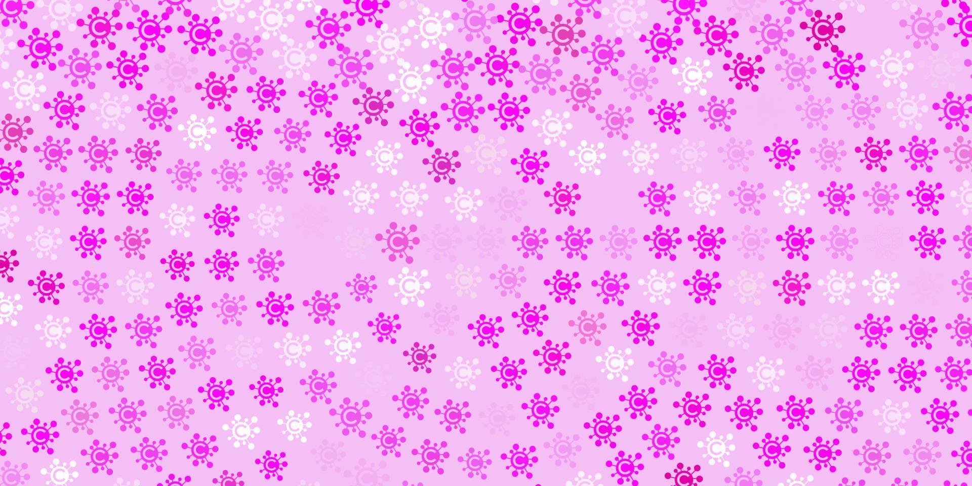 sfondo vettoriale rosa chiaro con simboli covid-19.