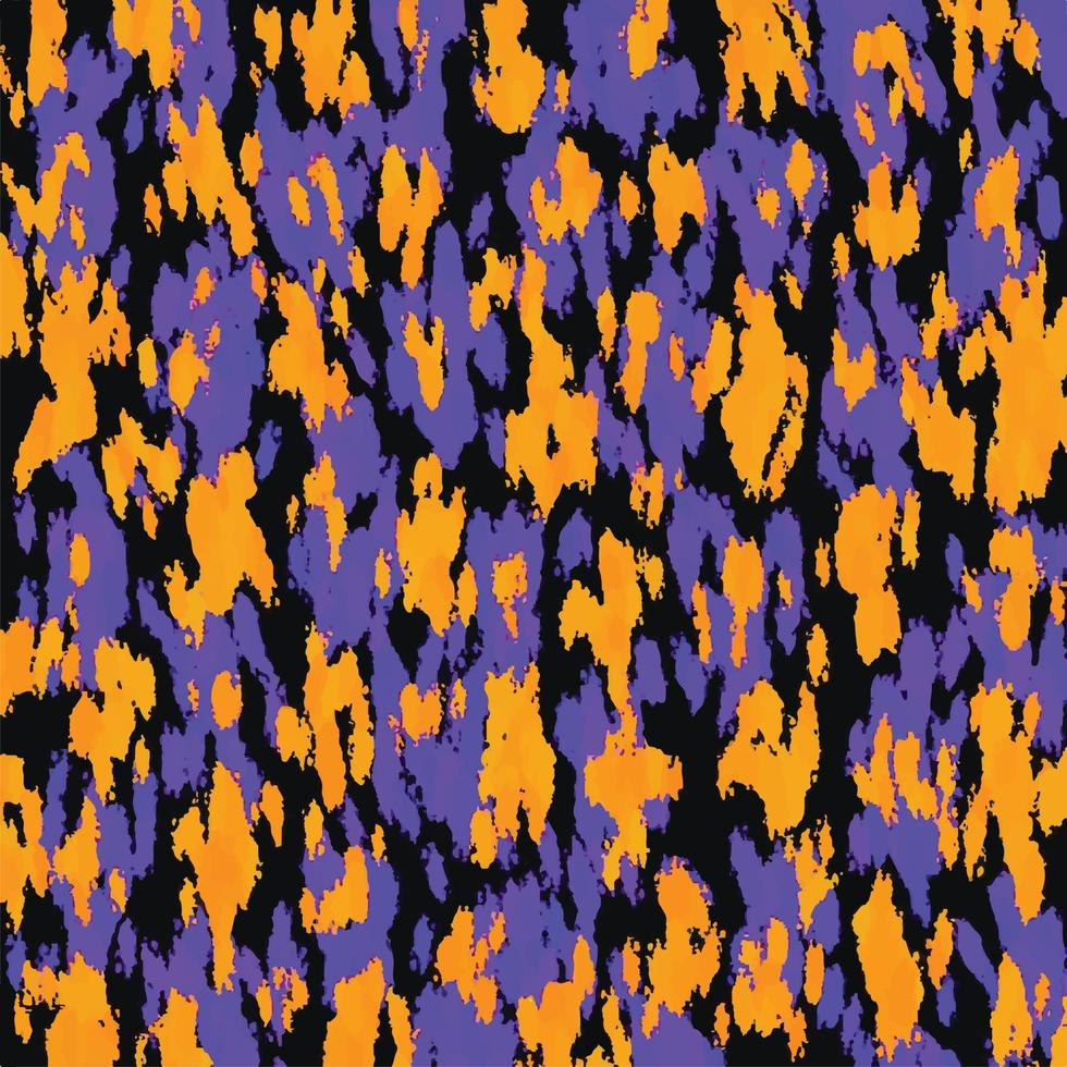viola e giallo arancia spazzola ictus strutturato macchia decorazione modello isolato su nero piazza modello per sociale media inviare, manifesto, opuscolo, carta e tessile o sciarpa Stampa. vettore