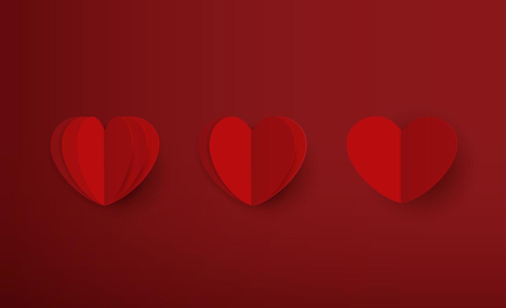 carta cuore forma con ombra su rosso sfondo. adatto per contento San Valentino giorno e La madre di giorno decorazione. impostato di cuori vettore design.