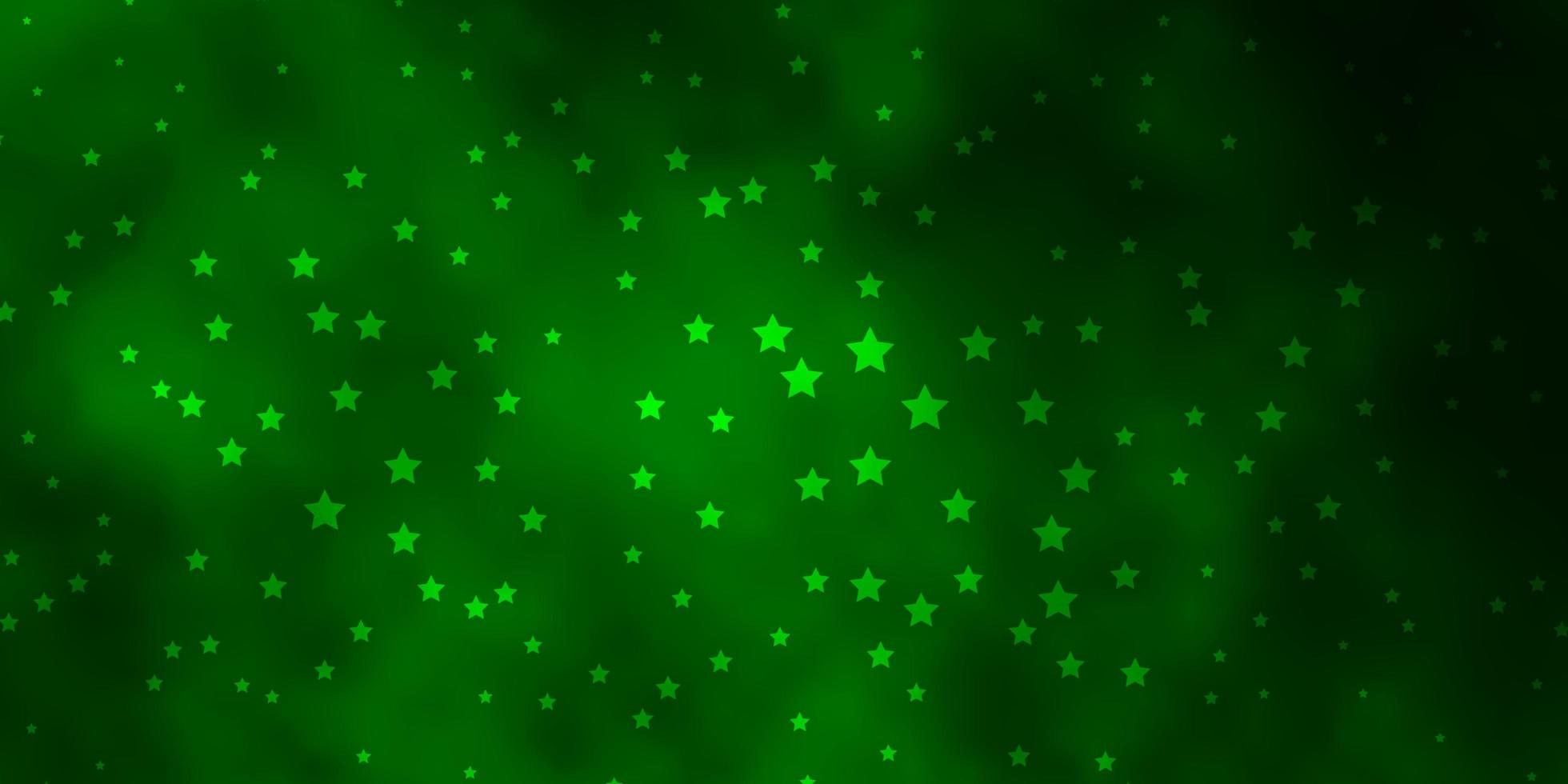 sfondo vettoriale verde scuro con stelle piccole e grandi.