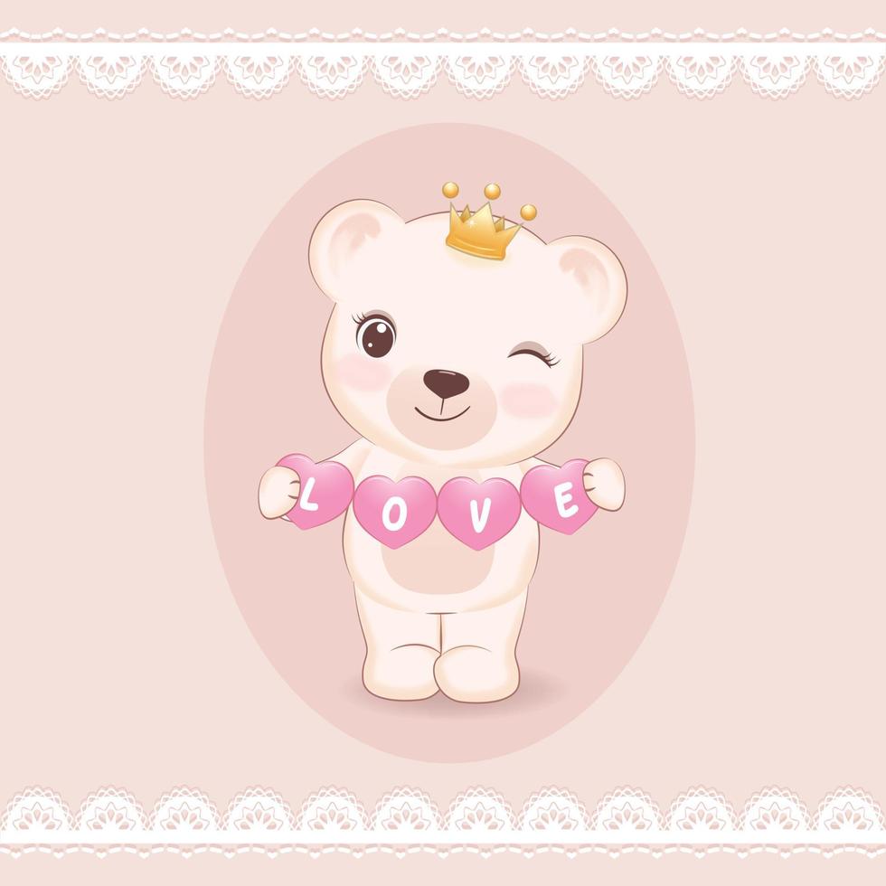 carino orsacchiotto orso con alfabeto amore, San Valentino giorno concetto vettore