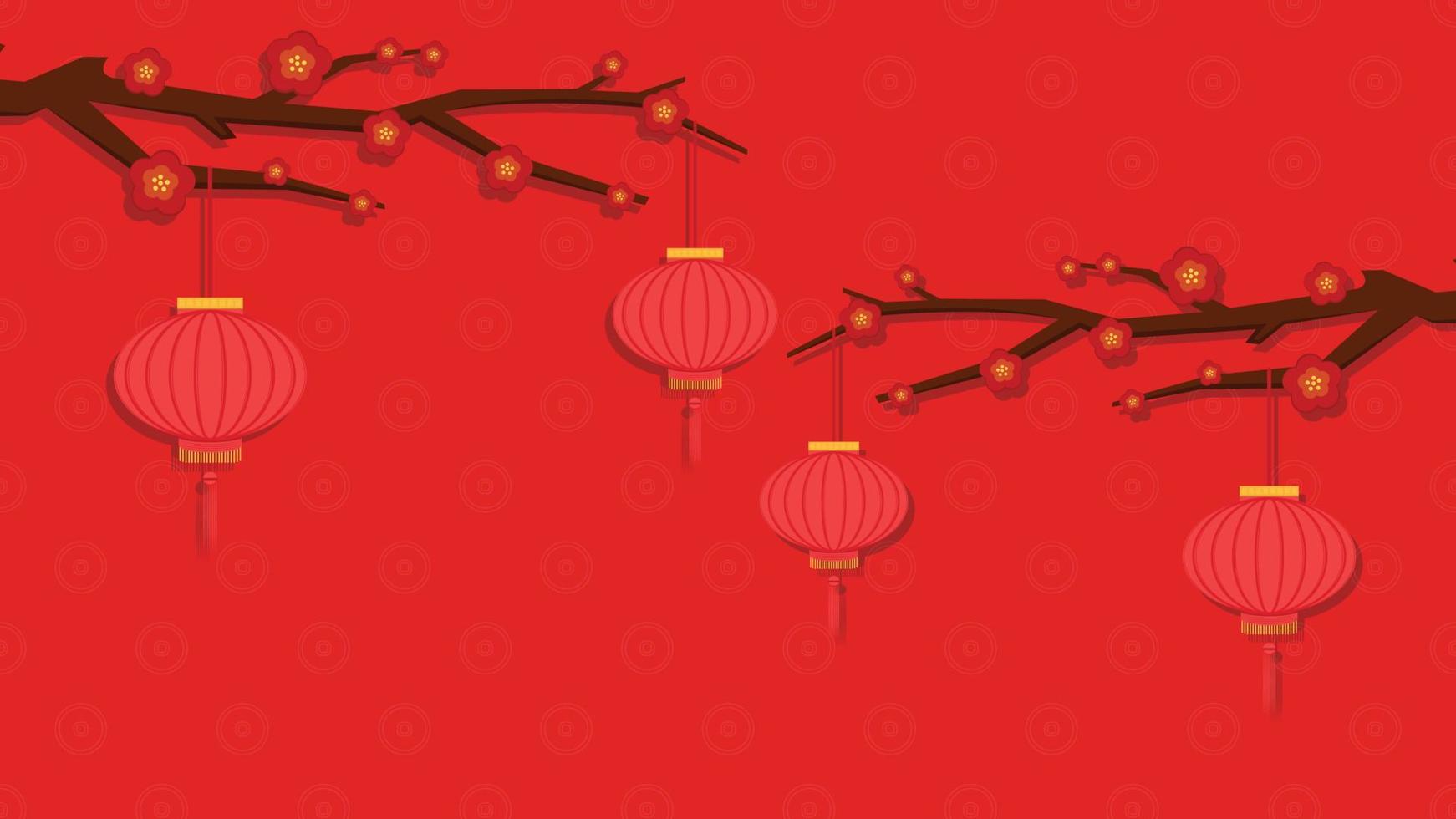 contento Cinese nuovo anno 2024. Cinese nuovo anno bandiera con cerchio per mostrare Prodotto. saluto carta. Cina telaio con lanterna su rosso sfondo. vettore
