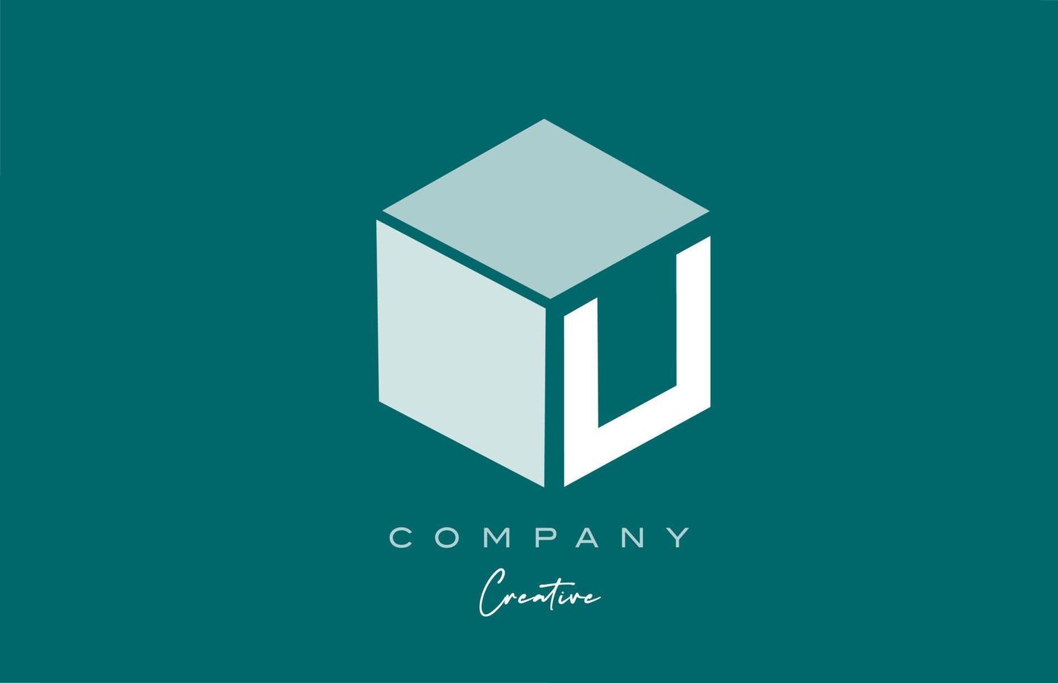 cubo u tre lettera cubo alfabeto lettera logo icona design con verde pastello colore. creativo design modello per azienda e attività commerciale vettore