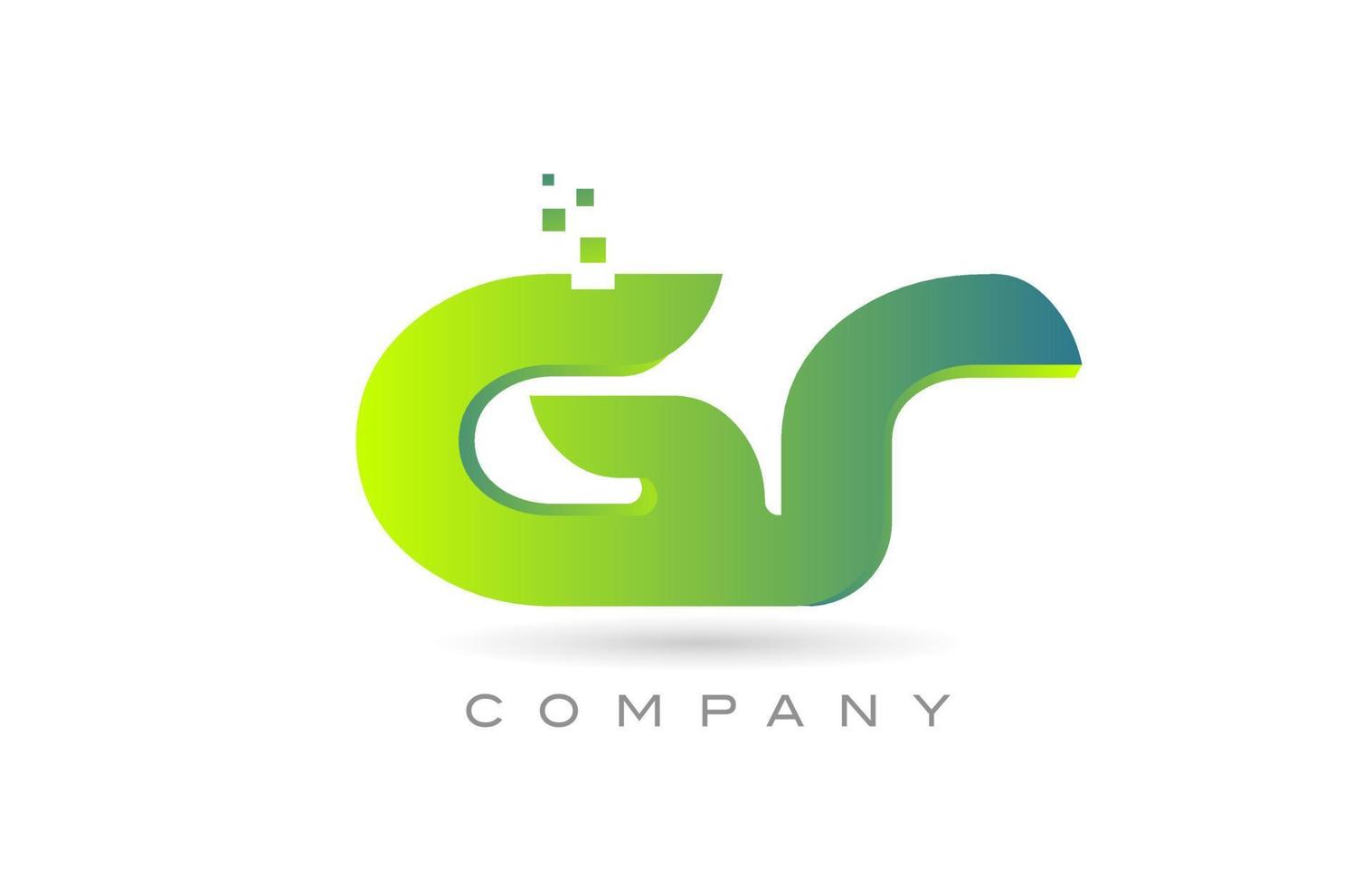 Iscritto gr alfabeto lettera logo icona combinazione design con puntini e verde colore. creativo modello per azienda e attività commerciale vettore