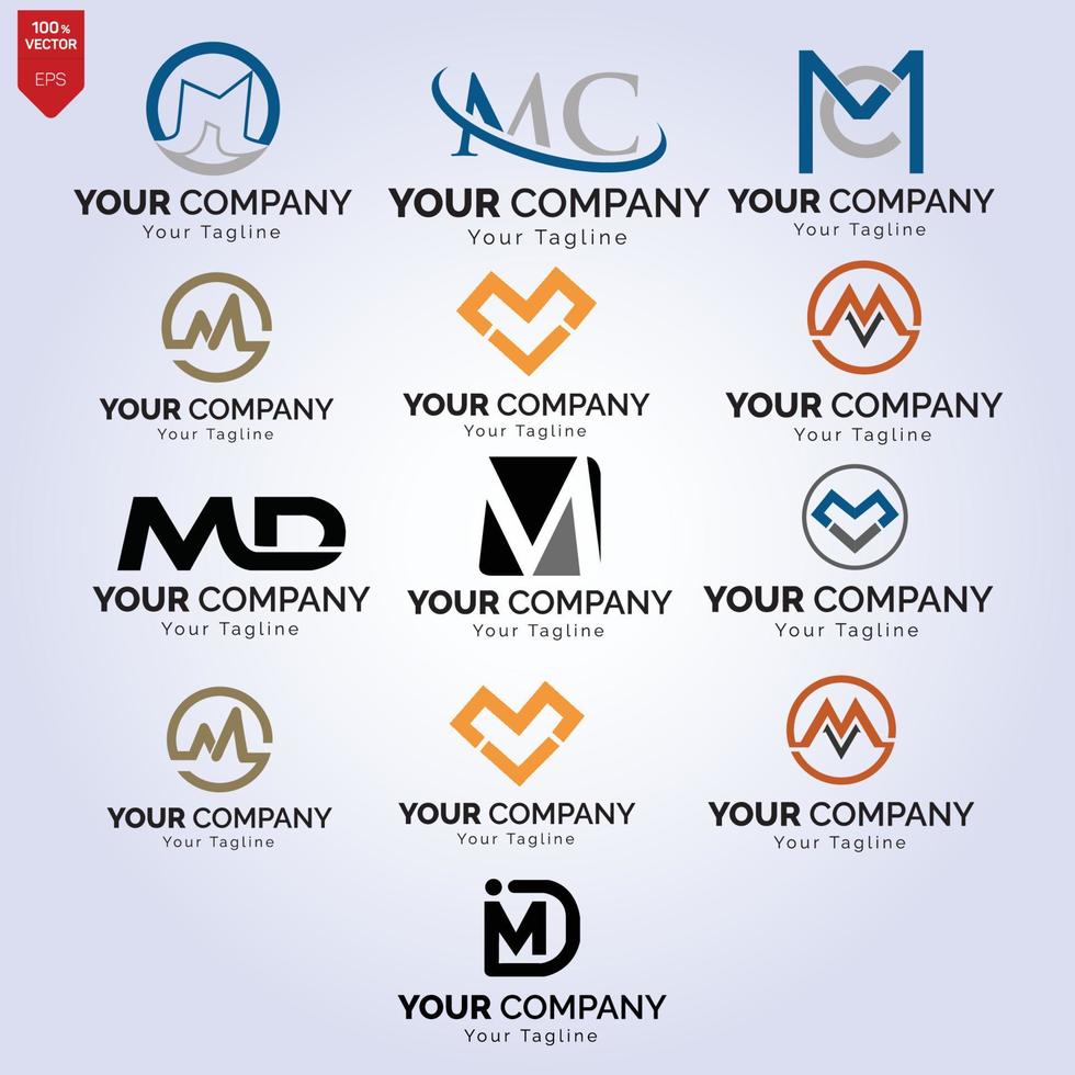 m lettera logo modello gratuito vettore