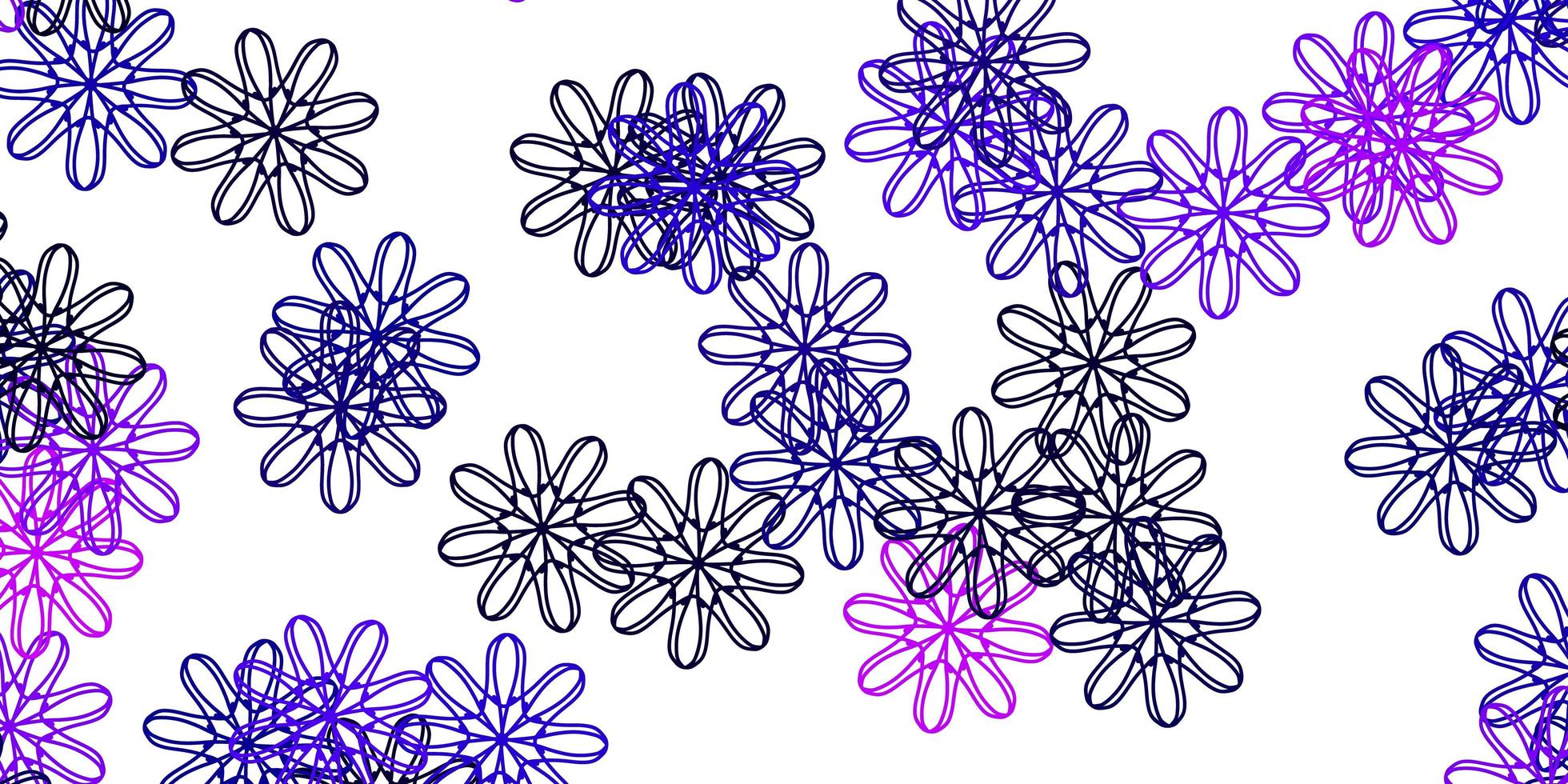 modello di doodle vettoriale viola chiaro, rosa con fiori.