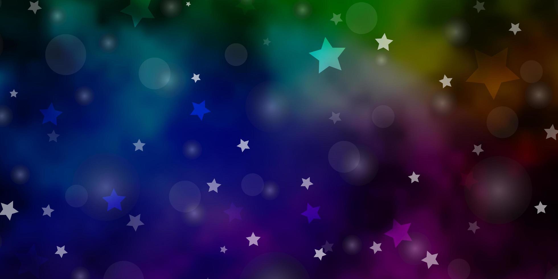 modello vettoriale multicolore scuro con cerchi, stelle.