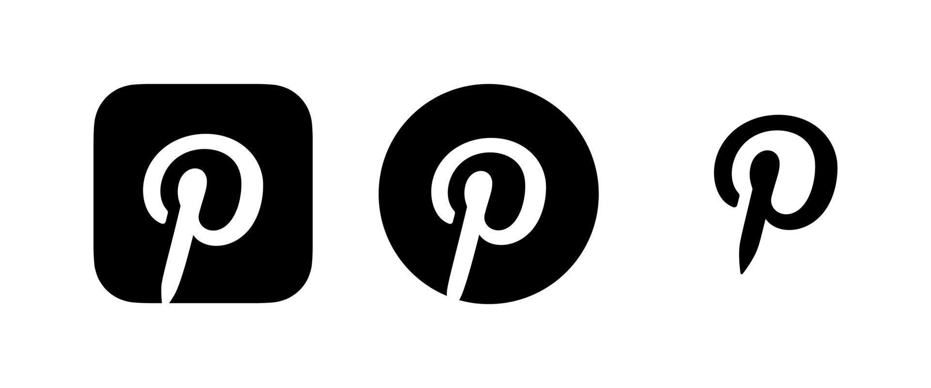 nero Pinterest logo vettore, Pinterest simbolo, Pinterest icona gratuito vettore