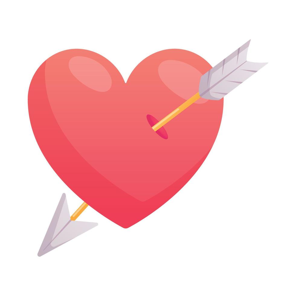 cuore trafitto di Cupido freccia. vettore isolato illustrazione per san valentino giorno.