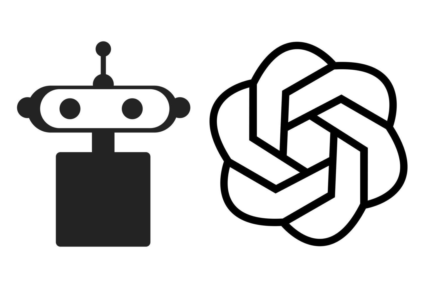 chatgpt logo con chatbot. artificiale intelligenza openai chatbot icona. chatgpt openai icona, artificiale intelligenza inteligente ai virtuale inteligente assistente bot. vettore