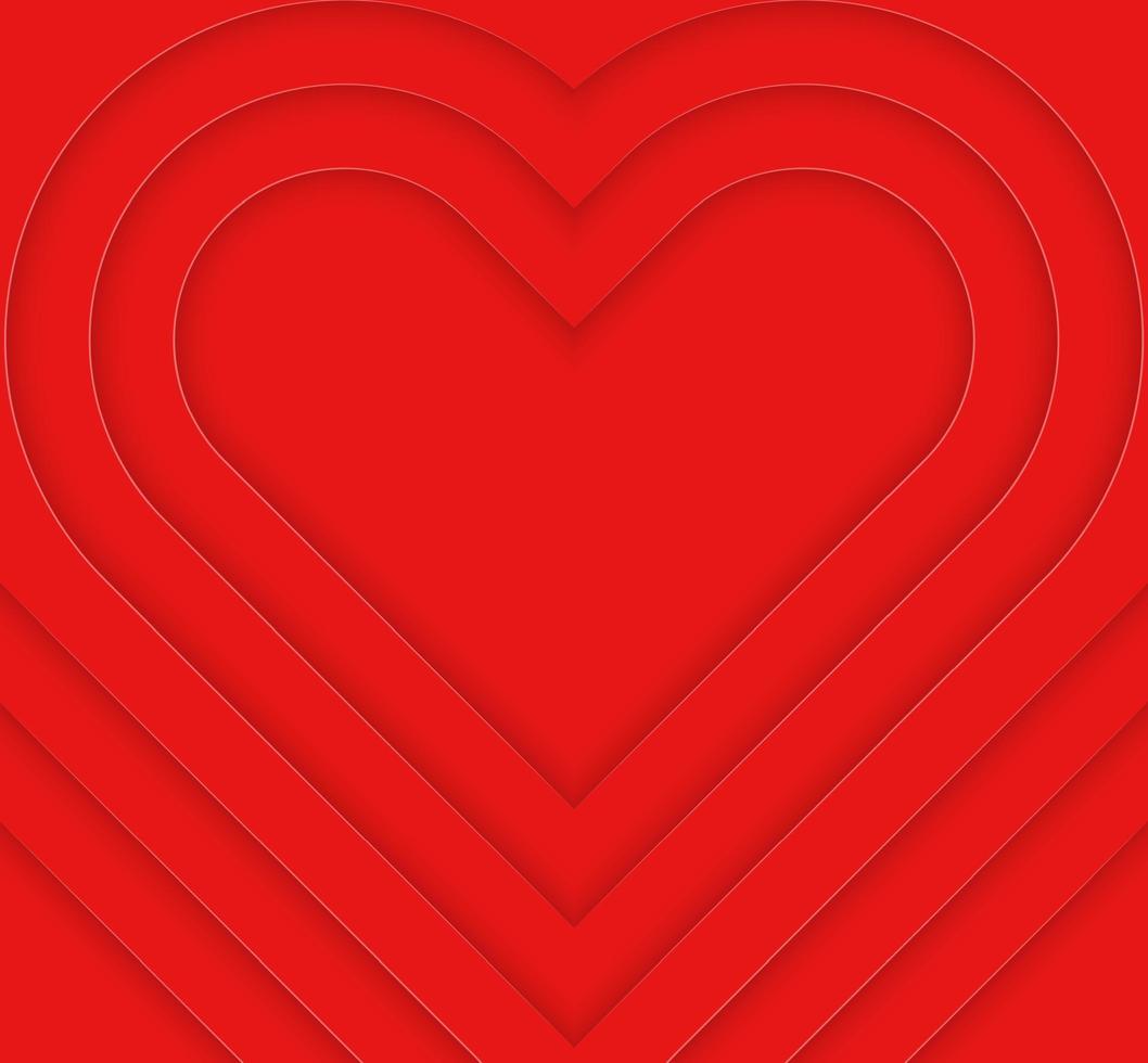 bello rosso carta tagliare cuore design vettore