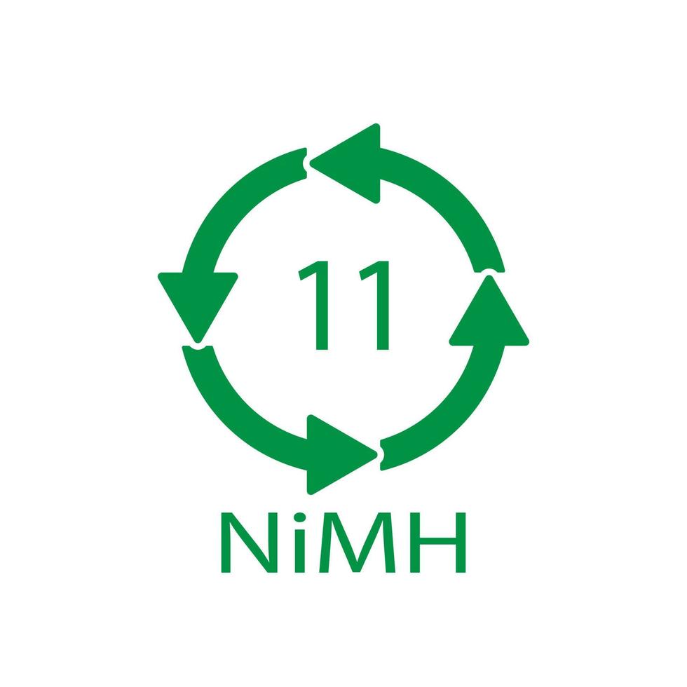 simbolo di riciclaggio della batteria 11 nimh. illustrazione vettoriale