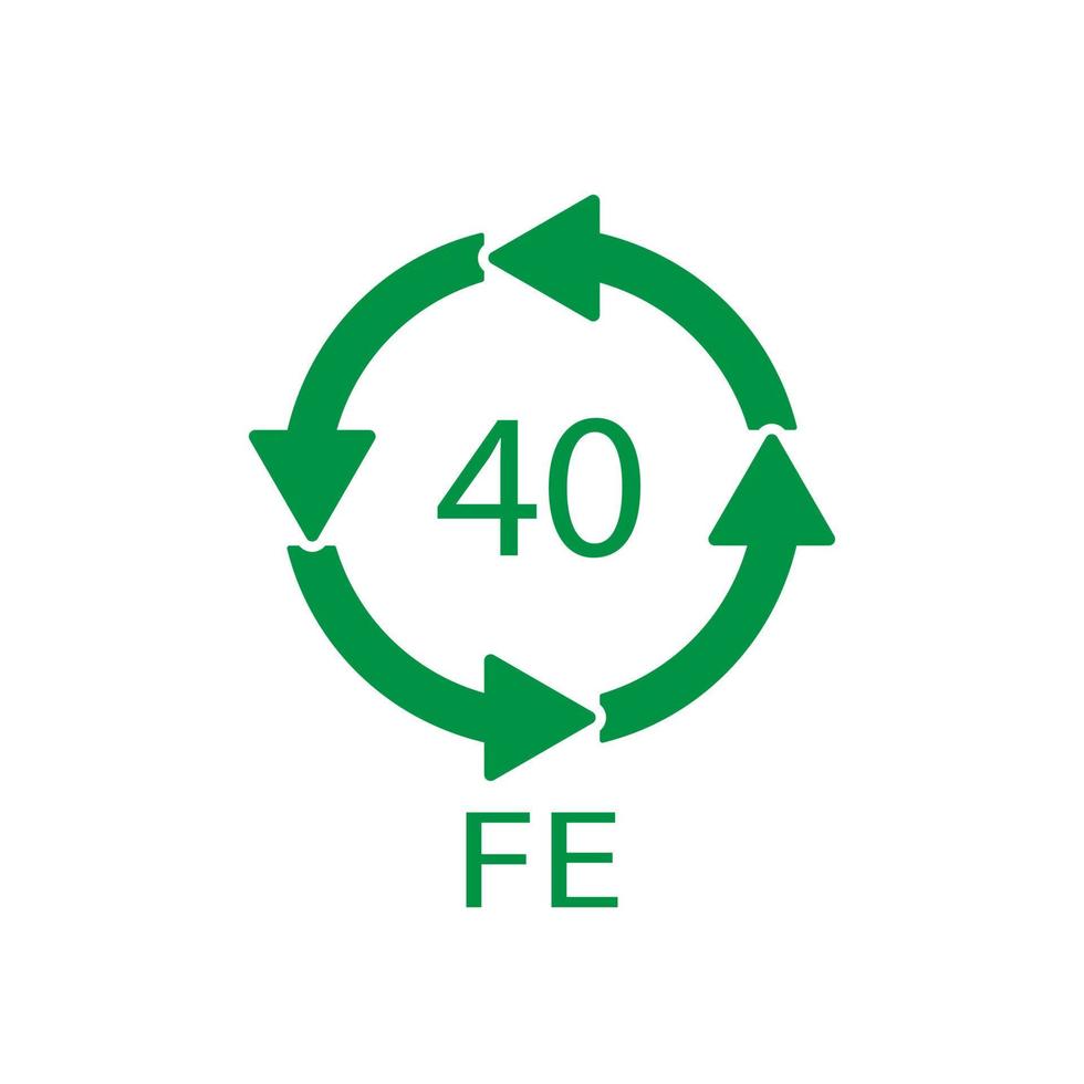 simbolo del riciclaggio della plastica fe 40, plastica da imballaggio. illustrazione vettoriale