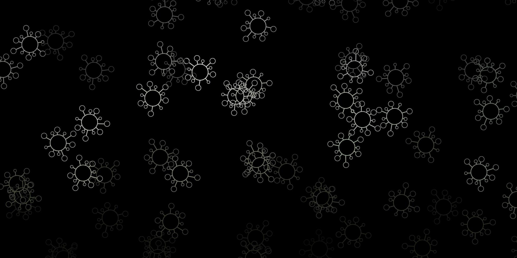 sfondo vettoriale grigio scuro con simboli di virus.