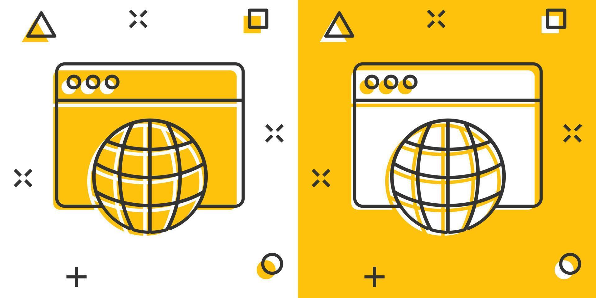 sito web dominio icona nel comico stile. globale Internet indirizzo cartone animato vettore illustrazione su bianca isolato sfondo. server spruzzo effetto attività commerciale concetto.