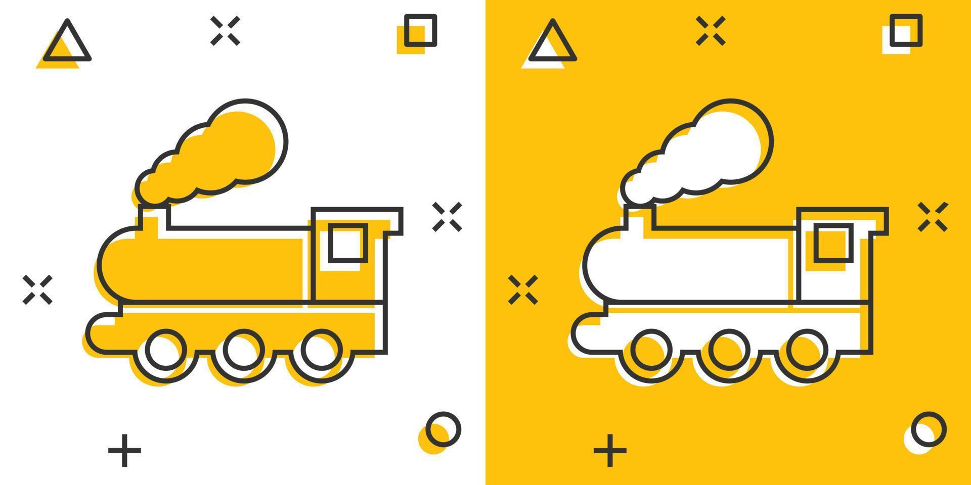 la metropolitana icona nel comico stile. treno metropolitana cartone animato vettore illustrazione su bianca isolato sfondo. Ferrovia carico spruzzo effetto attività commerciale concetto.