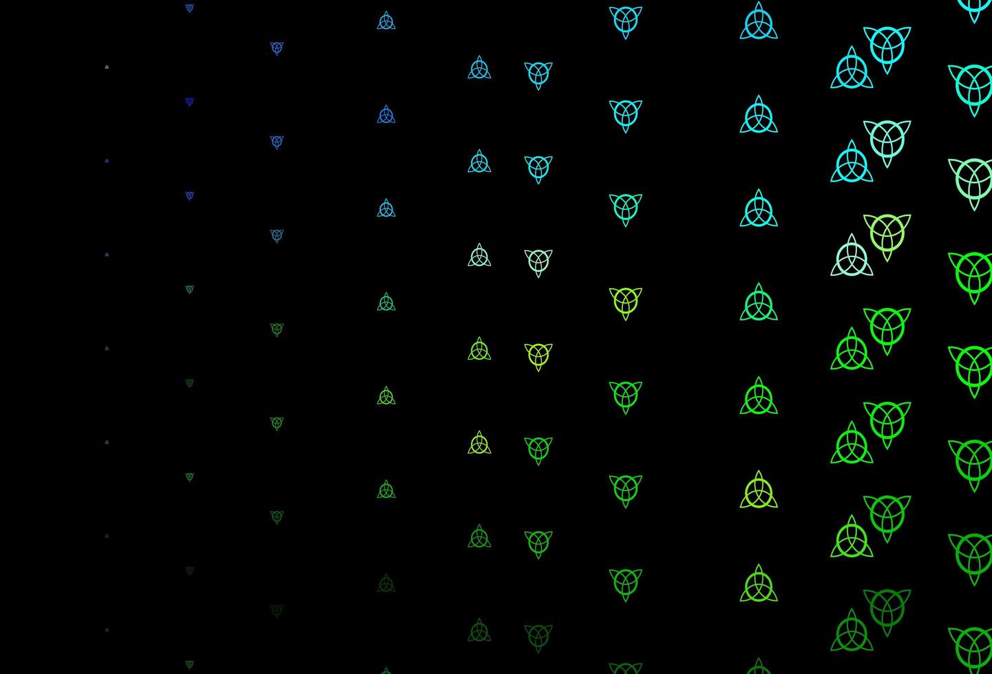 sfondo vettoriale blu scuro, verde con simboli occulti.